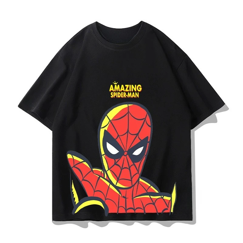 

Summer Spider-Man Short Sleeve T-Shirt Male Superhero Iron Man Clothes Children's Cotton Sports Casual Popular Short Sleeve Top