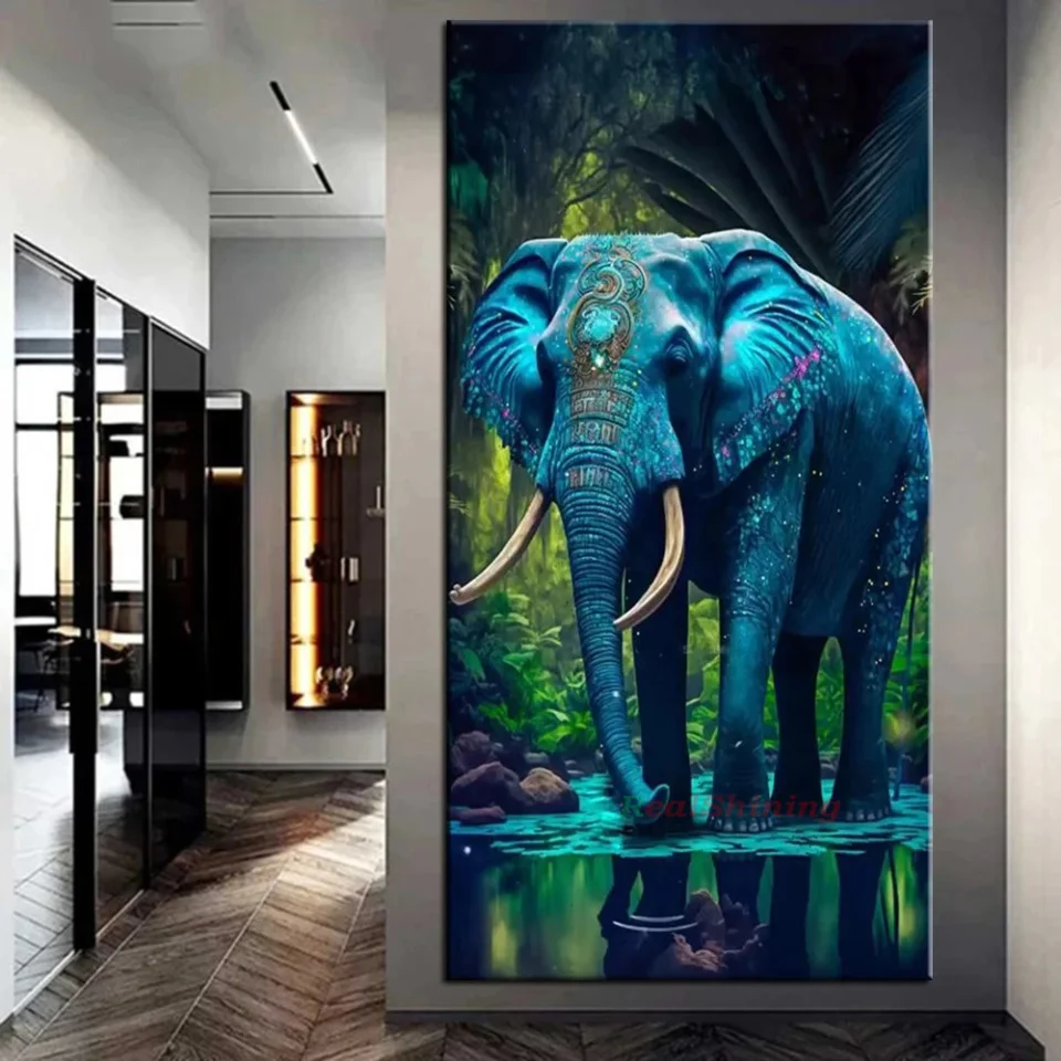 Pittura diamante 5D di grandi dimensioni elefante gigante cascata paesaggio fai da te mosaico pieno diamante ricamo immagine nuova collezione