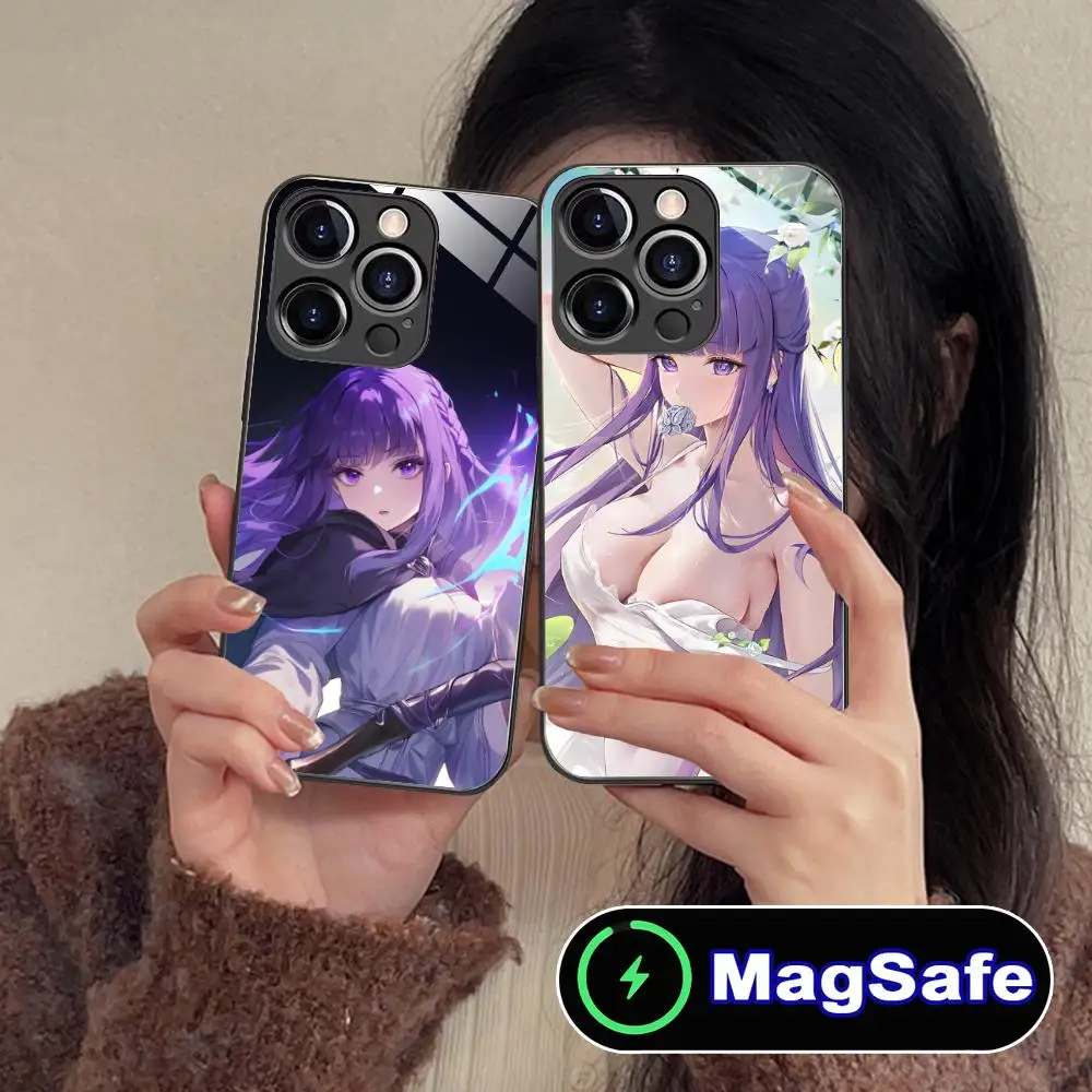 حافظة هاتف Sousou no Frieren Fern لهاتف iPhone 16 15 14 13 12 11 Pro Max Plus Mini MagSafe غطاء حماية بلون زجاجي جميل