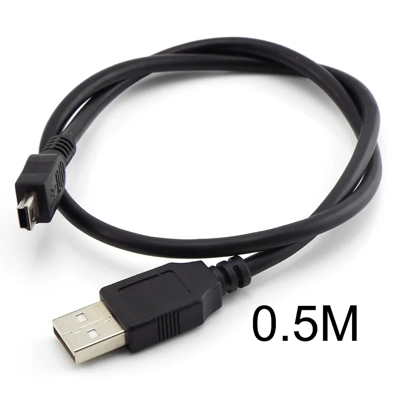 T-porto 5pin Mini cabo de Dados USB Cabo de Carregamento 0.3M 0.5M 1.5M 3 M 5M USB 2.0 Carregador Rápido Para MP3 MP4 Player Do Carro DVR Câmera