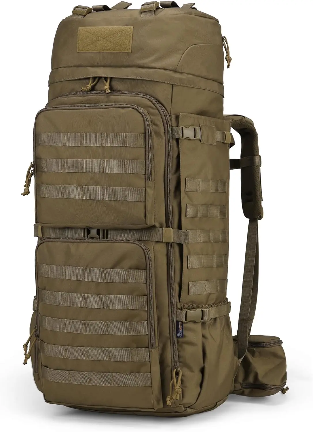 

75L Molle Hiking Internal Frame Backpack with Rain Cover for Camping, Backpacking, Travel in Khaki