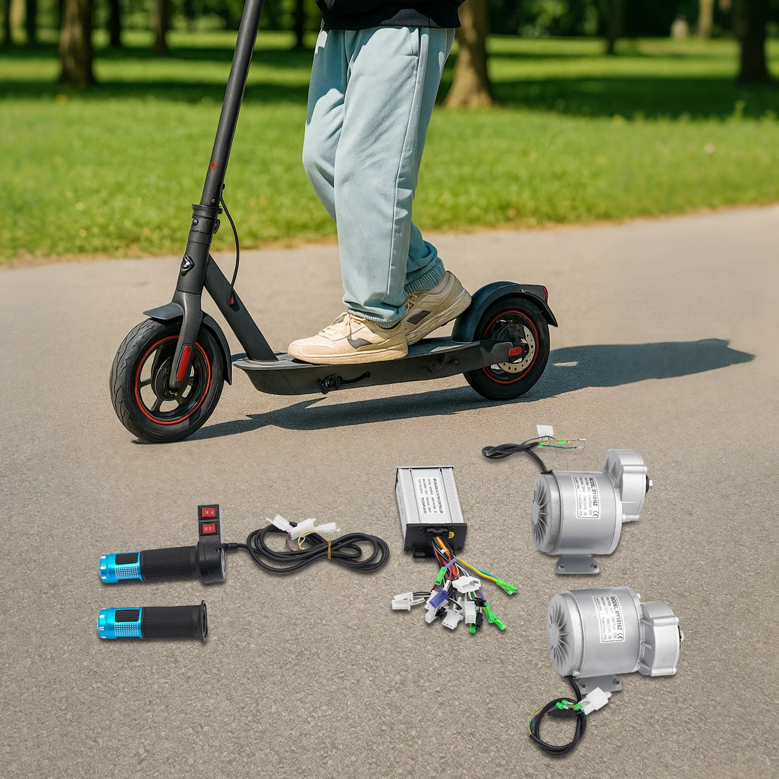 

2 Pcs Freestanding Electric Motor Kit Assembly Silver&Black Motor Kit Adjustable Motor Conversion Kit with Reverse Throttle