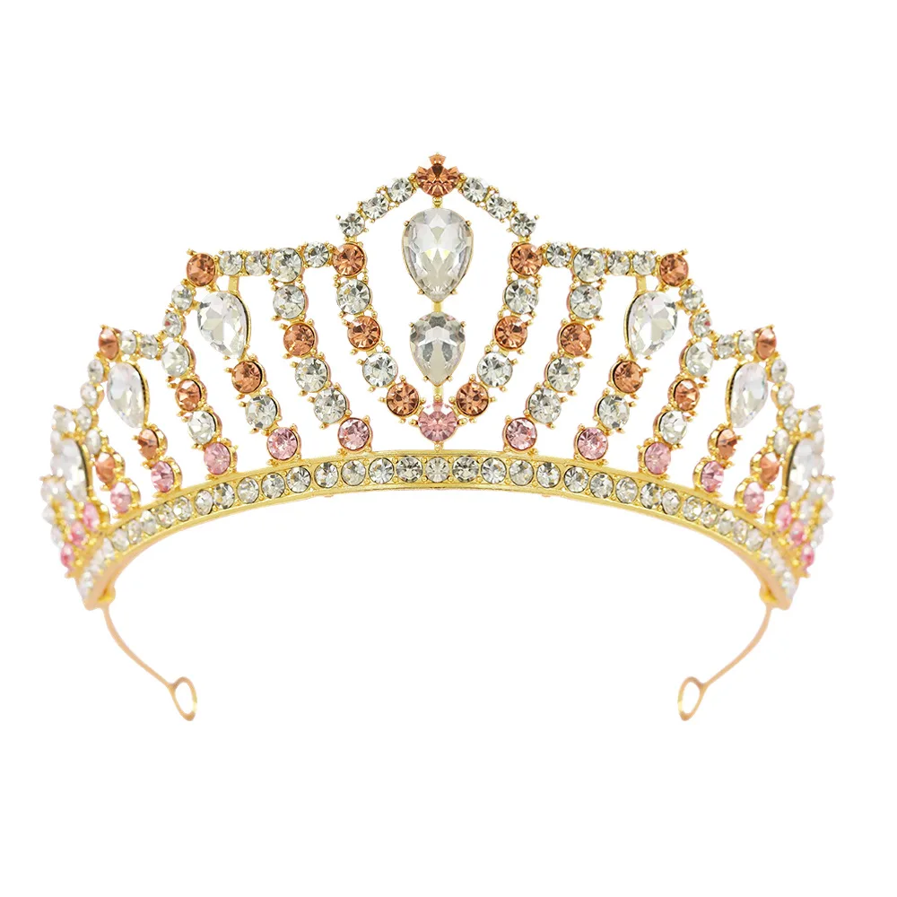 Crystal Tiara for Women Shiny Contrast Color Queen Crowns Rhinestone Headbands Bridal Hair Accessories