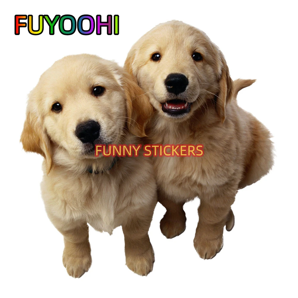 FUYOOHI Animal Golden Retriever Cute Puppy Car Sticker Waterproof Vinyl Decal Living Room Wardrobe Bathroom Personality Decor