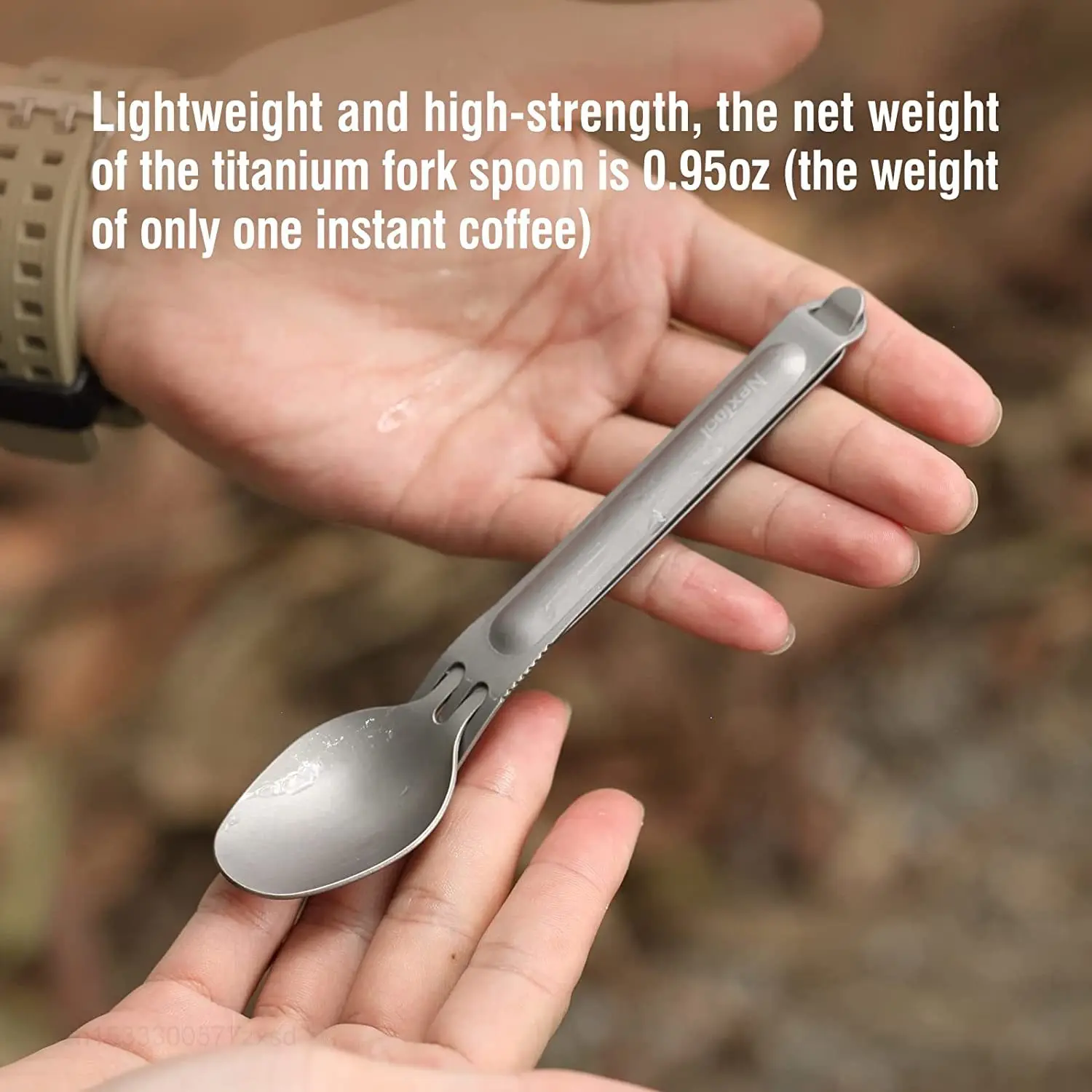 Xiaomi NexTool Outdoor Pure Titanium Spork and Spoon Reusable Camping Utensil Set with Case for Camping Stainless Steel Cutlery