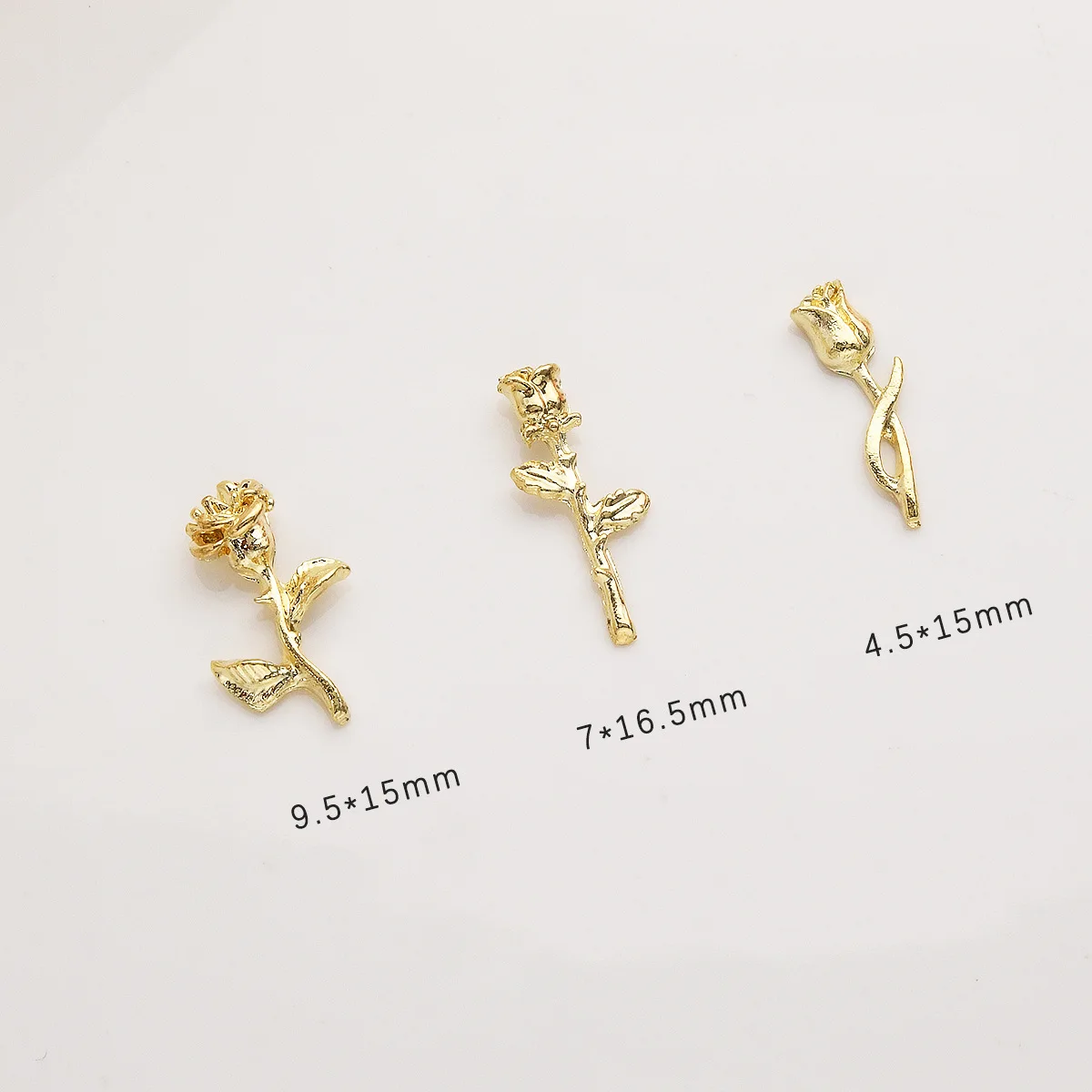 Luxury Metal Rose Parts Nail Art Decoration Kawaii 3D Gold Flowers Manicure Charms Rhinestones DIY Nails Tips Figures Girl Gifts