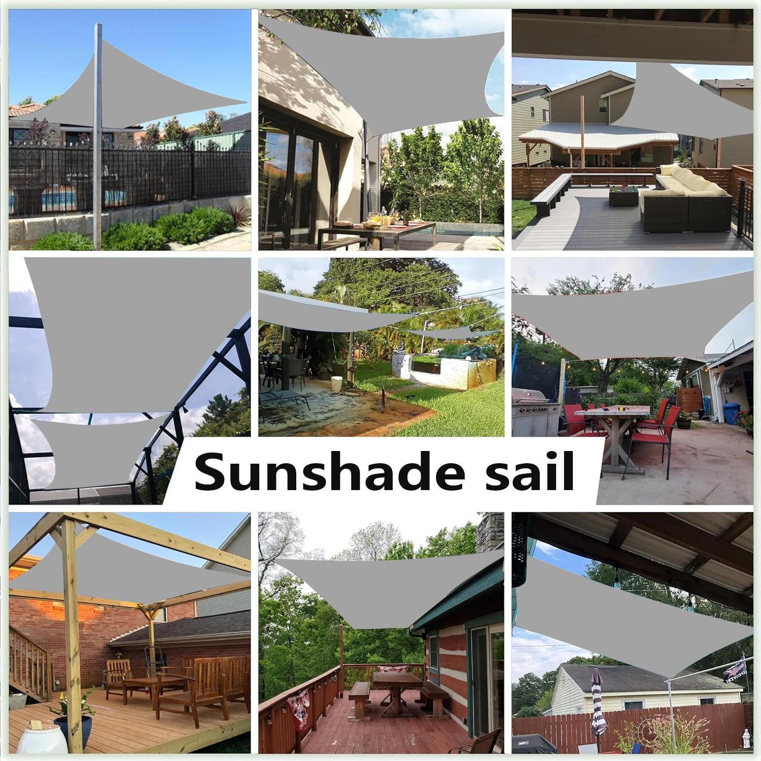 Outdoor Awnings Waterproof Sun Shade Sail Garden Canopi For Terrace Car Canvas Awning Rectangle Pool Sun-Shelter Sunshade Sail