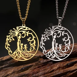 Dawapara Tree of Life Necklace Mom Family Tree Necklace Protection Amulet Stainless Steel Jewelry Gifts for Mom