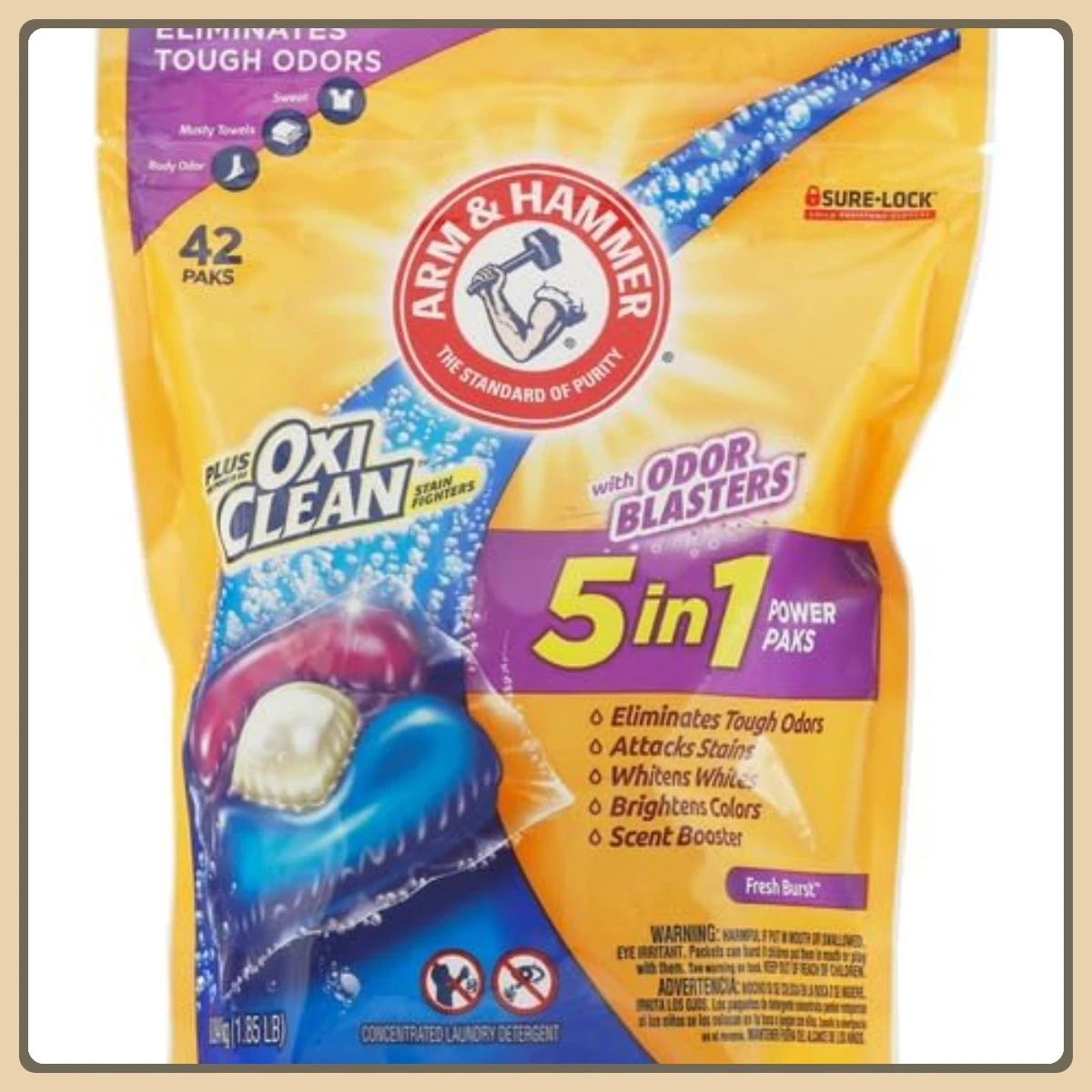 

42 карата 5-в-1 Power Paks, бластеры для стирки, свежий аромат взрыва для удаления пятен