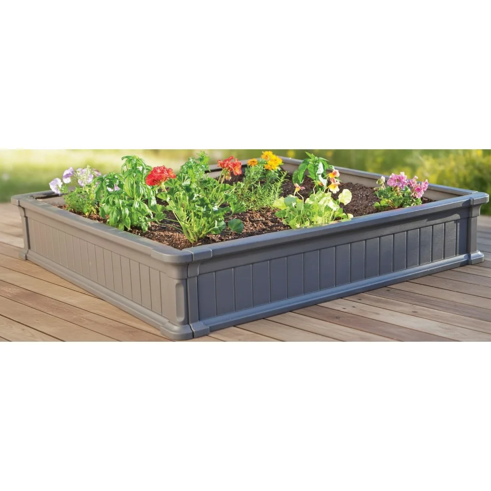 

4x4ft Raised Garden Bed Kit, Easy DIY Assembly, Durable HDPE Material for Home Gardening and Kids Sandbox