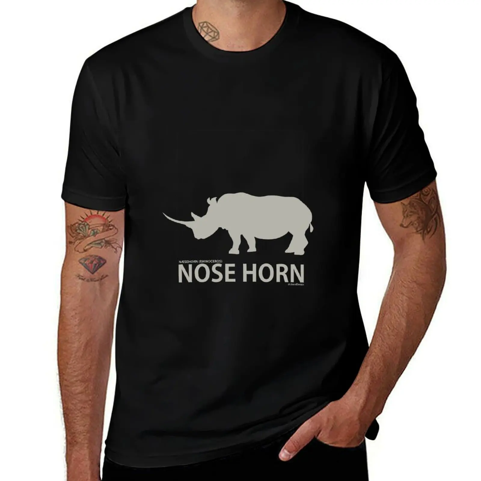

Literal Danish Nose Horn. The Danish name for Rhino (silhouette) T-Shirt man t shirts for men casual T-Shirt