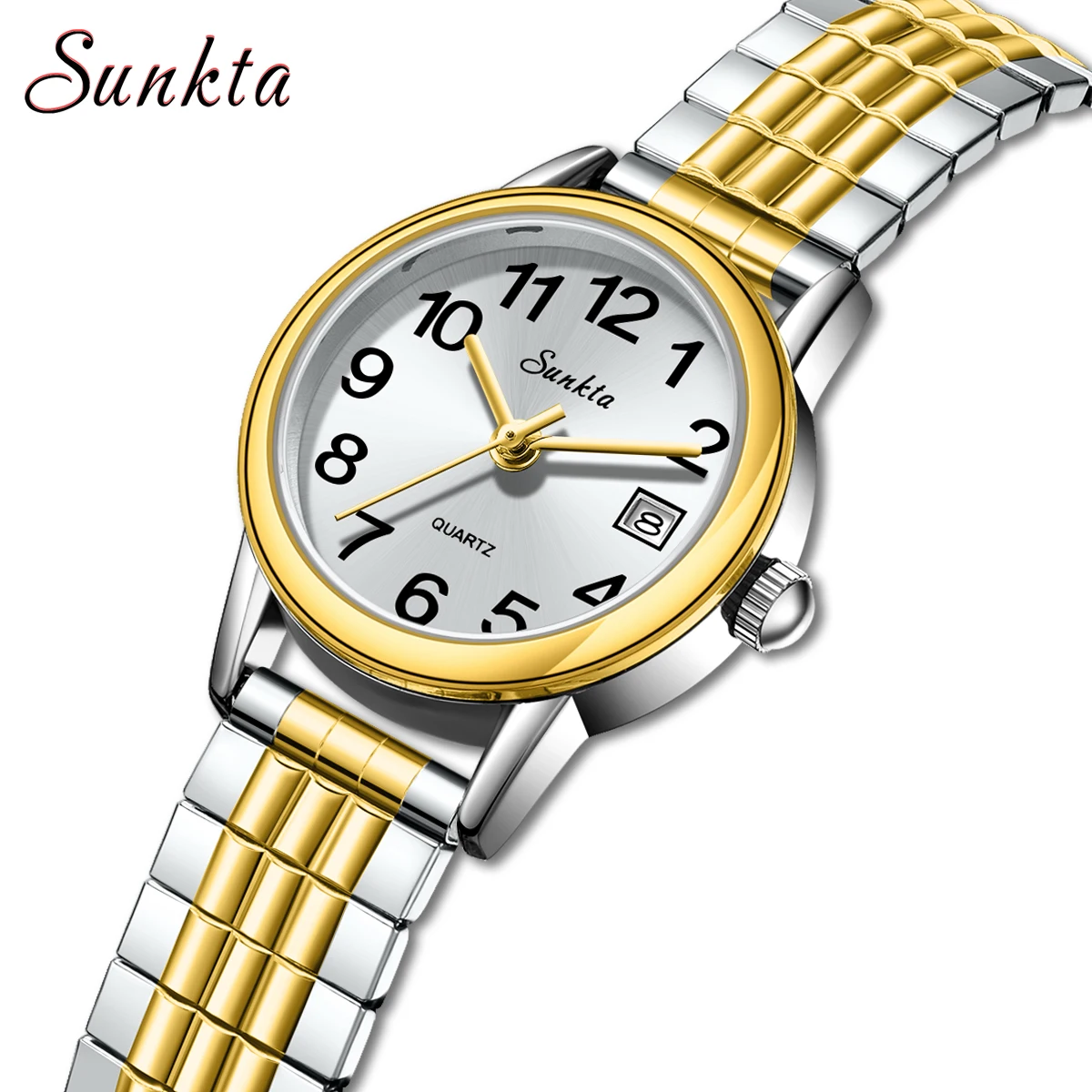 

SUNKTA Luxury Quartz Watch for Women Elastic Steel Strap Watch Luminous Waterproof Date Wristwatch Ladie Dress Watch Reloj Mujer