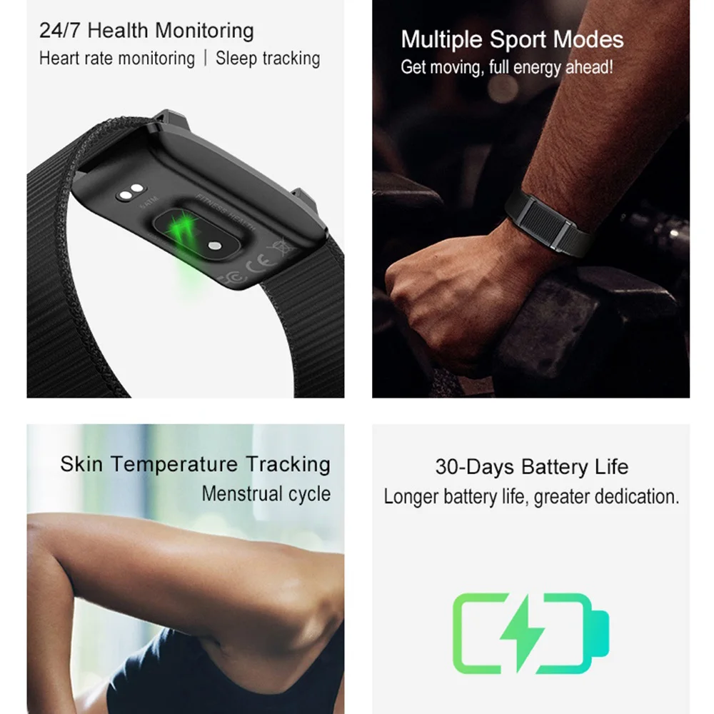 Sports Fitness Tracker Screenless Smart Bracelet Couples Wristband Waterproof Sleep Heart Rate Monitor Pedometer Call Reminder