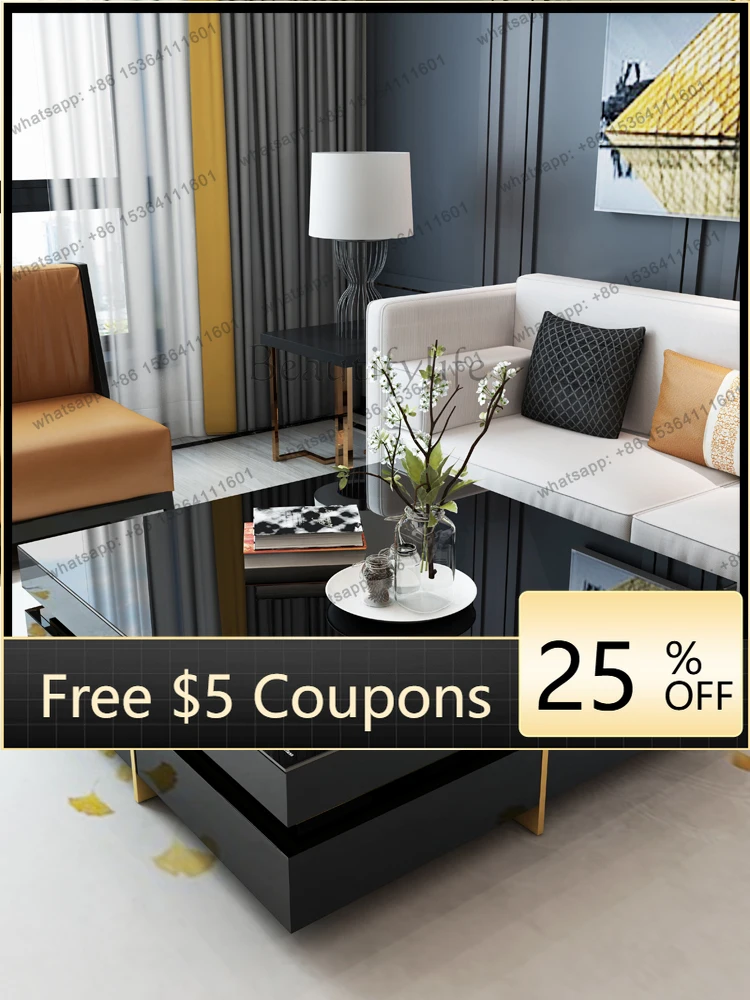 W2 Light luxury coffee table living room home simple modern small apartment high-end tempered glass surface