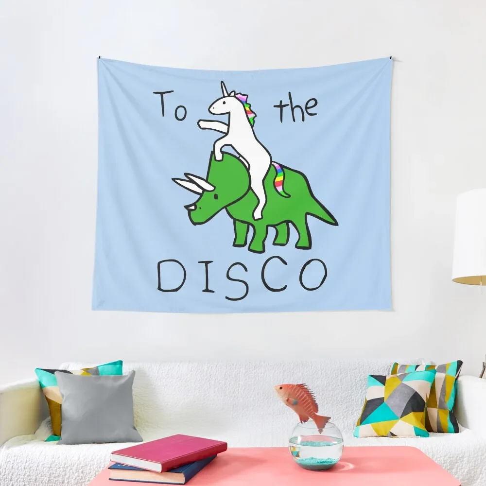 

To The Disco (Unicorn Riding Triceratops) Tapestry Decoration Aesthetic Nordic Home Decor Tapestry