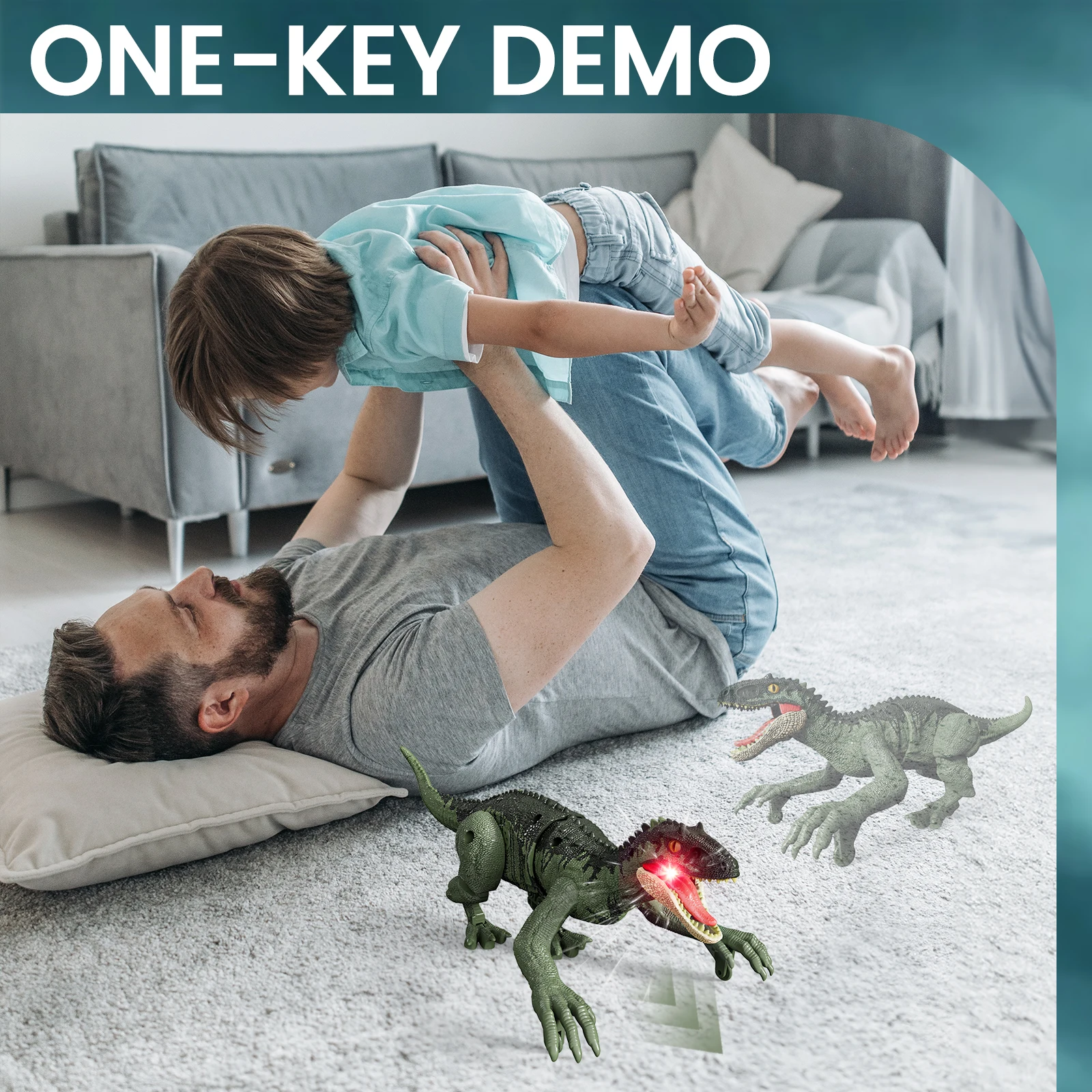 Dinosaurio RC con sonido y luces, robot RC de 2,4 GHz, dinosaurio que camina, Velociraptor RC, juguete de estatuilla de animal prehistórico eléctrico