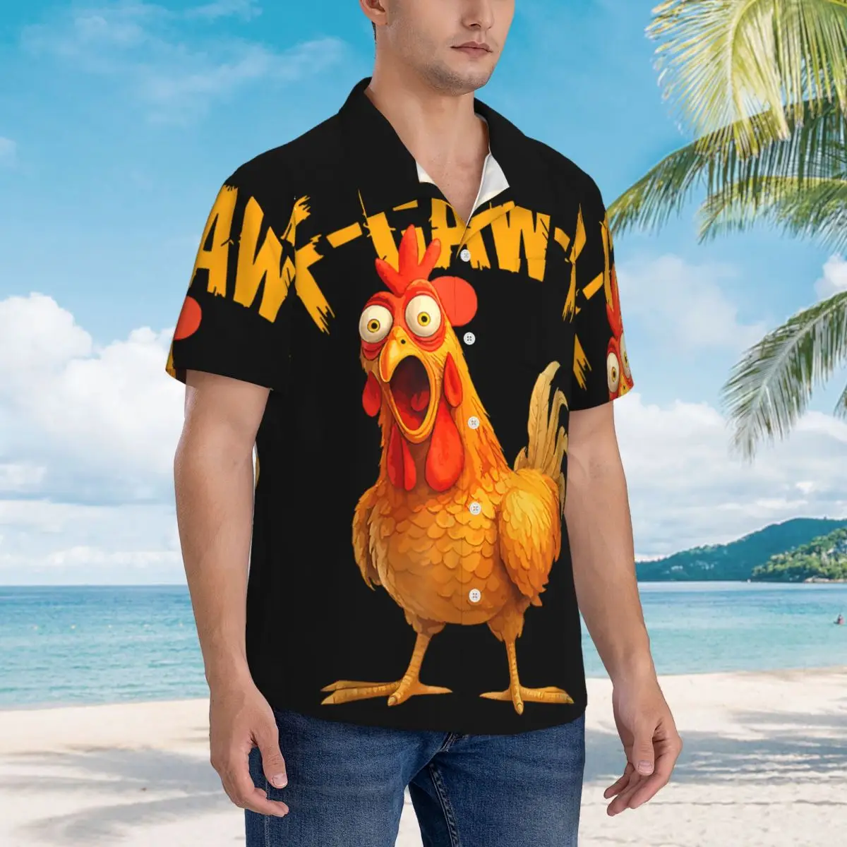 

Забавная пляжная рубашка F-Caw-F Chicken FCAWF, гавайские повседневные рубашки, мужские блузки в стиле ретро, топы с короткими рукавами в стиле Харадзюку