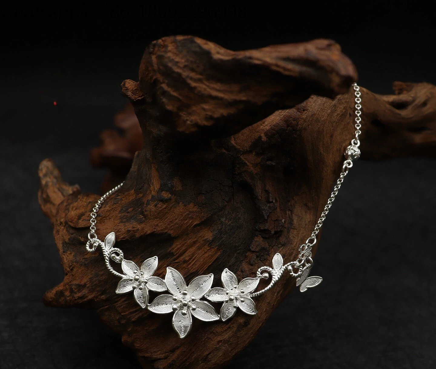 Full Silver Suixue Lily Necklace Sterling Silver New Chinese Three-dimensional Silver Necklace Pendant