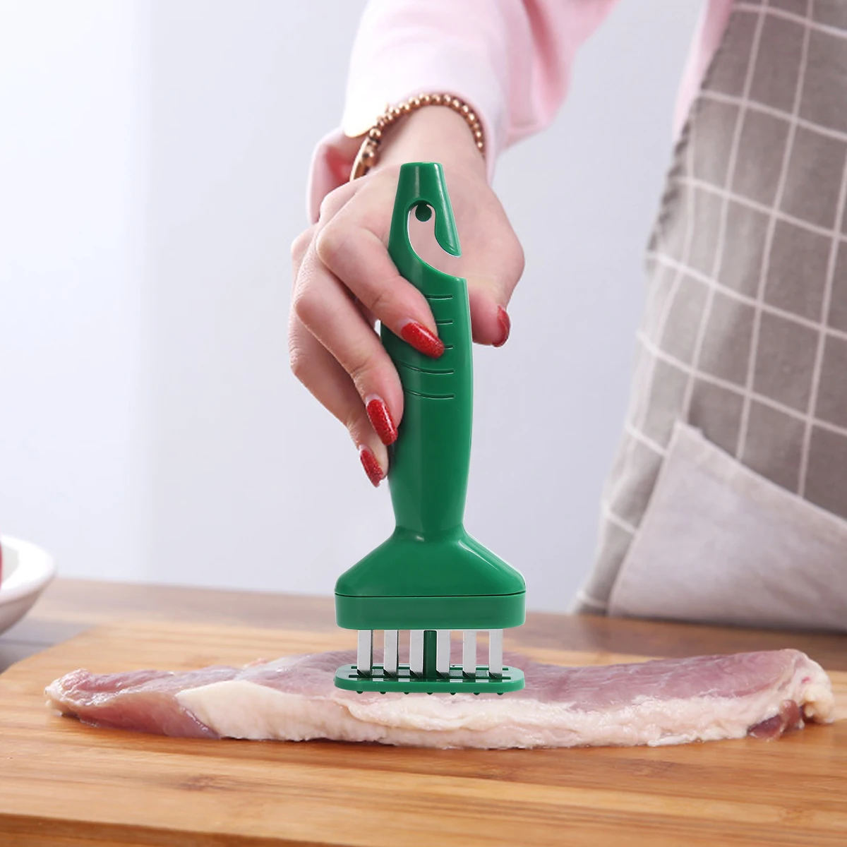 

Steak Tenderizer Meat Loosening Machine Kitchen Props Stainless Steel Widen Plastic H Efficient Tool Hook Shape Cover