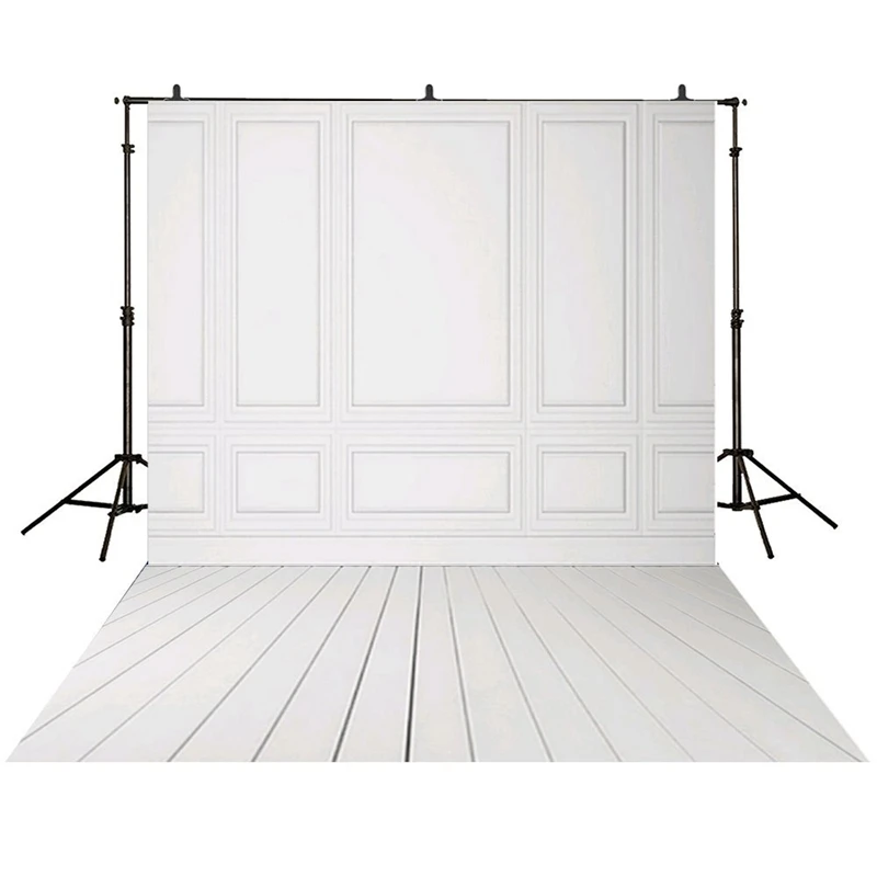 2Pcs 3X5ft Vinyl Photography Backdrops Wedding Background For Photo Studio - White Brick Wall Wood Floor & European Window Floor