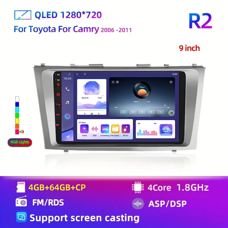 

Android 14 2Din 9" Car Radio Multimedia Player Stereo For Toyota Camry 7 XV 40 50 2006-2011 4G Carplay Navigation GPS Wifi