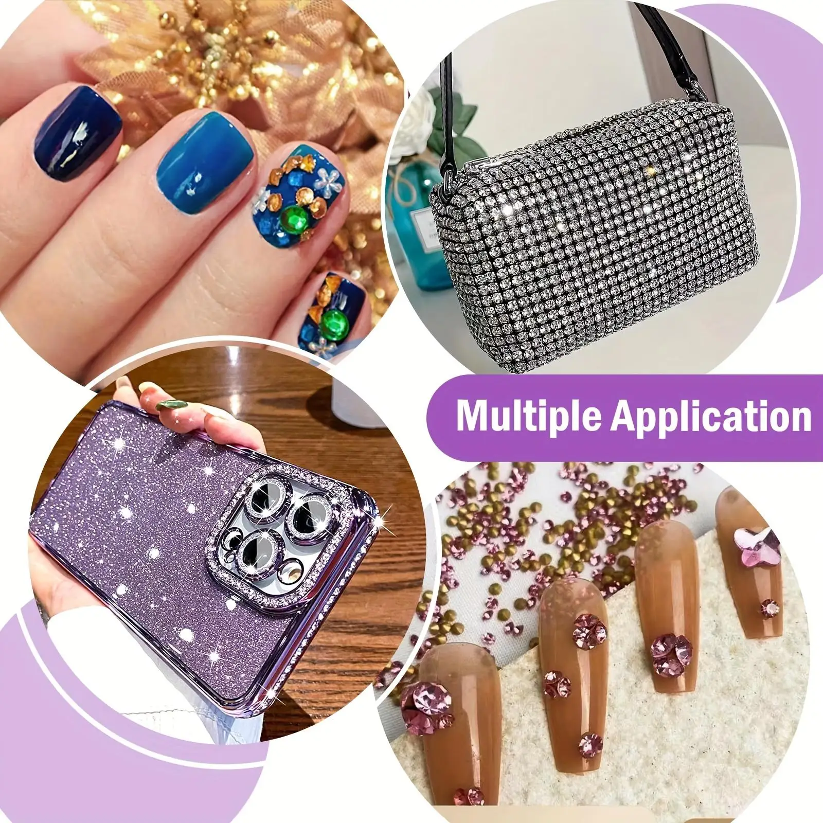 Diamond Pen with Flowing Sand Texture in Dark Colors, Rhinestone Pen Set, Threaded Plastic Head, Multifunctional DIY Diamond Pen 5D Diamond Tool Set (with Roller and Adhesive Pad) - view 3