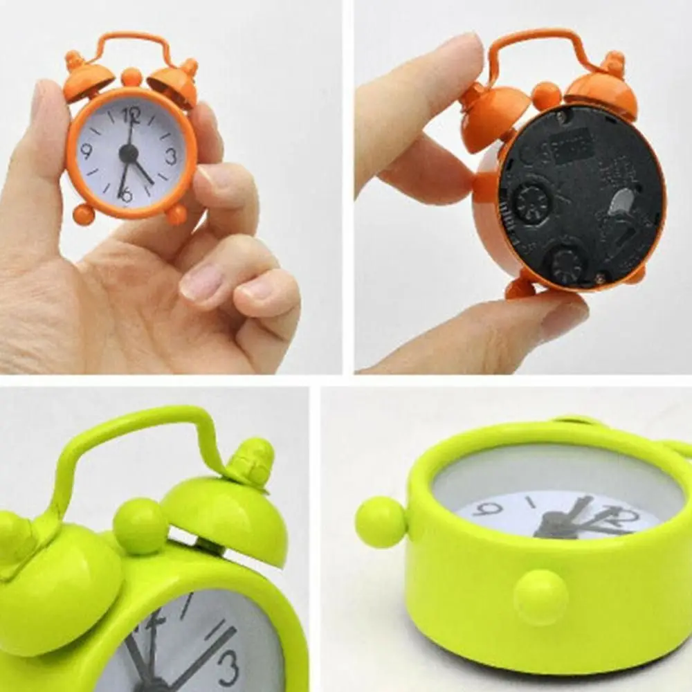 Portable Mini Alarm Clock Electronic Round Number Double Bell Desk Table Digital Quartz Clock Home Decoration Retro
