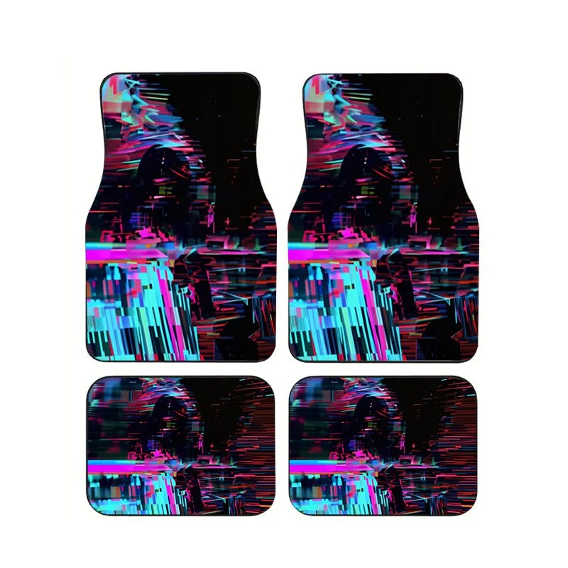 

Dark Glitch Cyberpunk Car Floor Mat 4Pcs Universal Non-slip Wear Resistant Waterproof Auto Foot Pads Interior Protective Mat Set