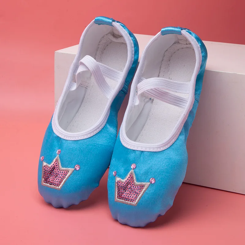 

Wholesale Cheap OEM Ballet Pink Foldable Pink Flesh Blue Crown Shoes for Girls Women High Quality Ballet Professional Shoe