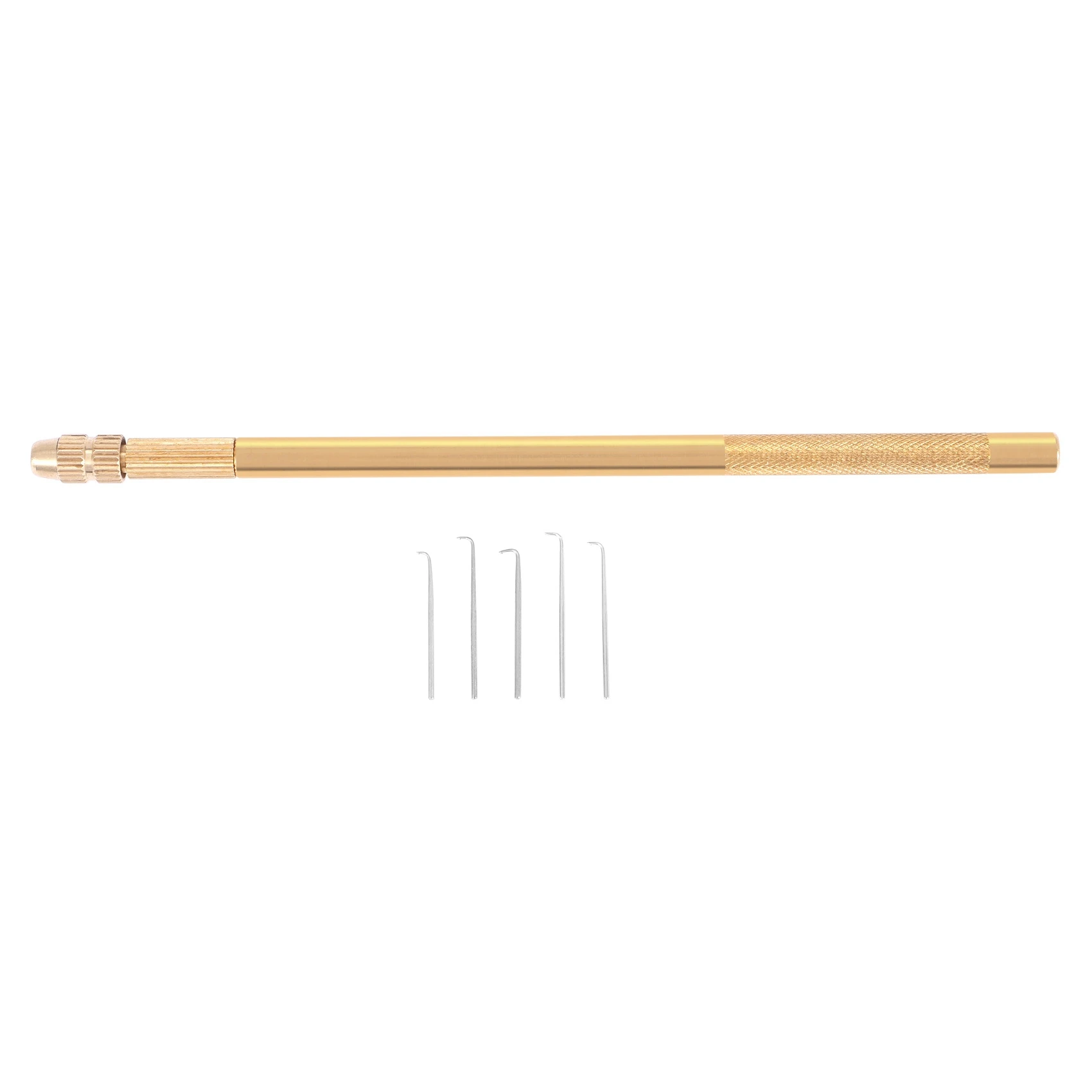 วิกผมโครเชต์ 5 ชิ้นระบายอากาศเข็ม + 1 ทองเหลืองสําหรับวิกผมลูกไม้เข็ม Hairpiece Knotting Hook ชุดตะขอลูกปัด