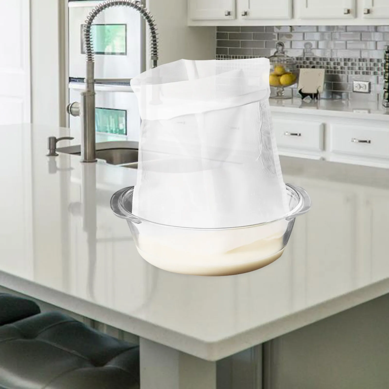 

Reusable Filter Bag Fine Mesh Strainers Large Nut Milk Pouch Gauze Drawstring Seal Baby