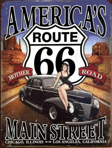 Metal Tin Signs Route 66 main street Vintage Retro Home Man Cave Garage Shed