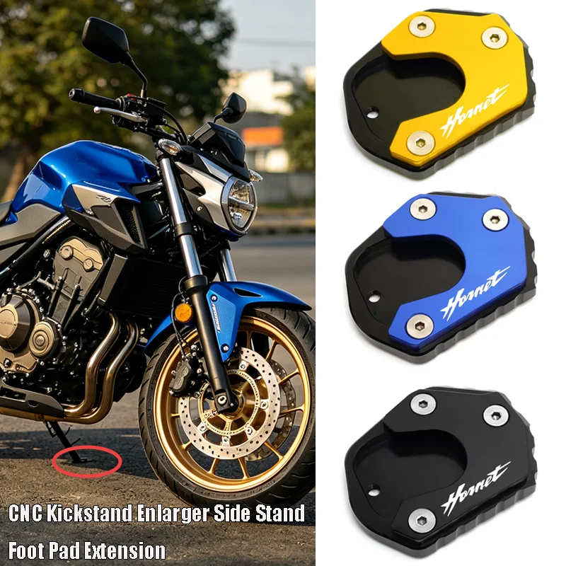 Moto Accessories CNC Kickstand Foot Side Stand Extension Pad Support Plate For HONDA Hornet CB600F CB750 CB900F CB 600 2002-2022
