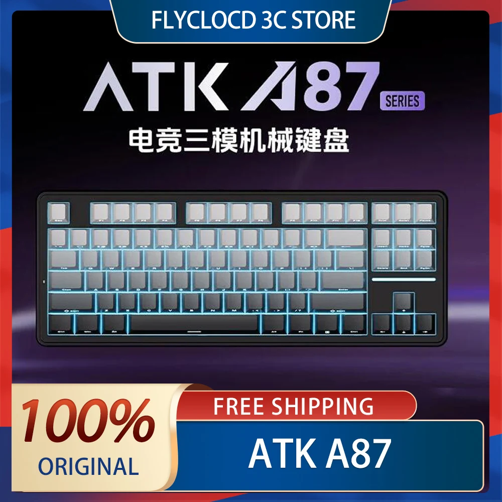 ATK A87 PRO Mechanical Keyboards Tri Mode Wireless Keyboard Custom RGB 12000mAh Low Delay Gasket Gaming Keyboard PC Accessories