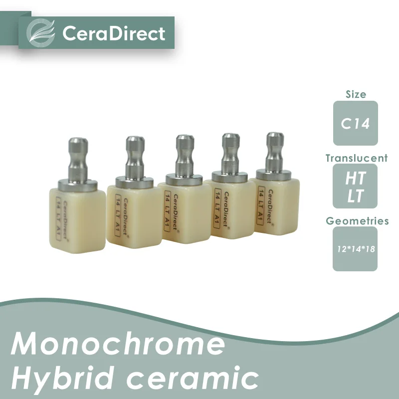 Monochrome Hybrid ceramic  5 Pieces C14 (12*14*18mm)-Dental CAD CAM HT/LT for Dental Lab sales promotion