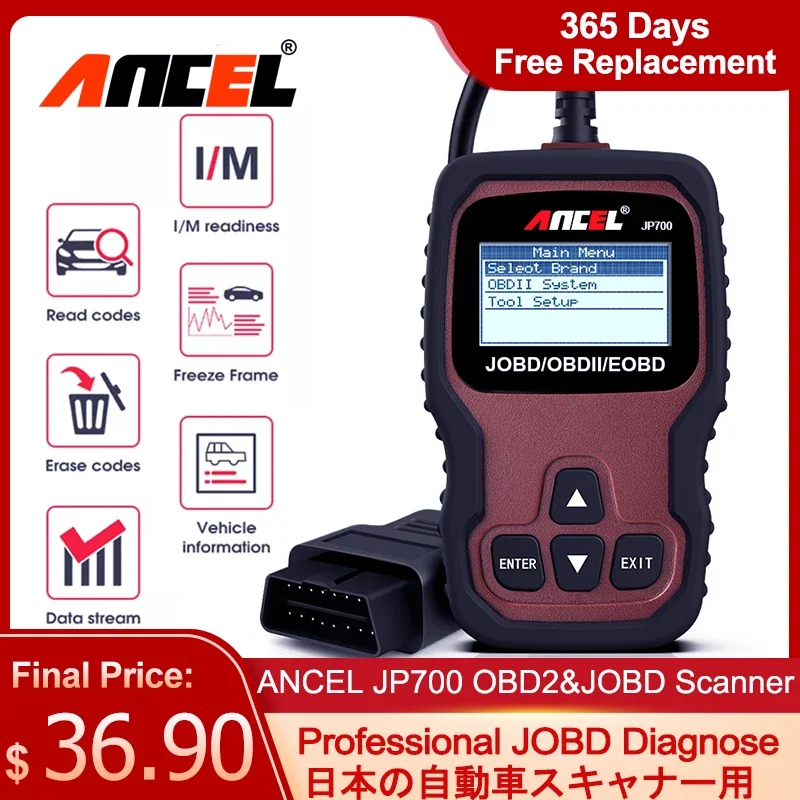 ANCEL JP700 OBD2/JOBD Scanner Volle OBD2/EOBD Diagnose Werkzeuge Automotive Professionelle Code Reader Scanner Überprüfen Motor pk ELM327