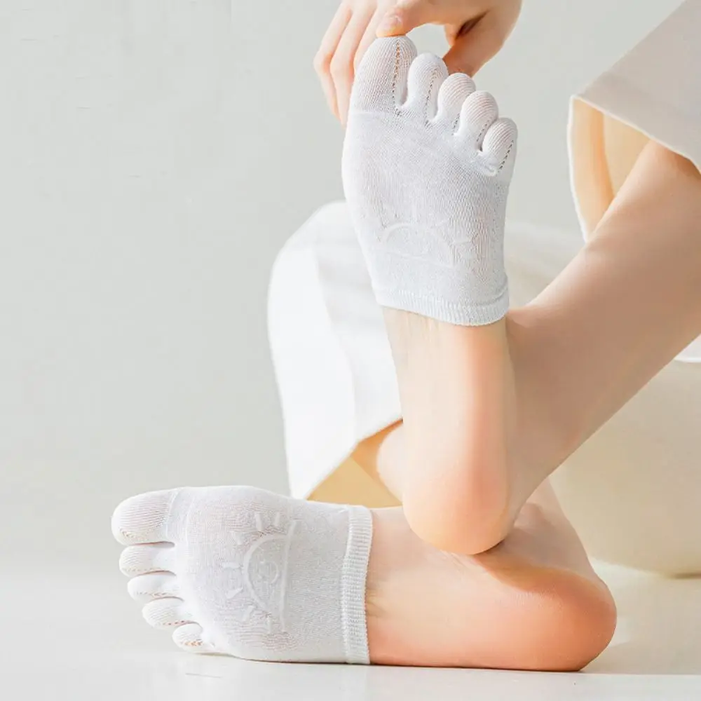 Short Simple Women Socks Cotton Half Palm Socks Elasticity Foot Care Toe Separator Socks Five Finger Socks Mesh Half Insoles