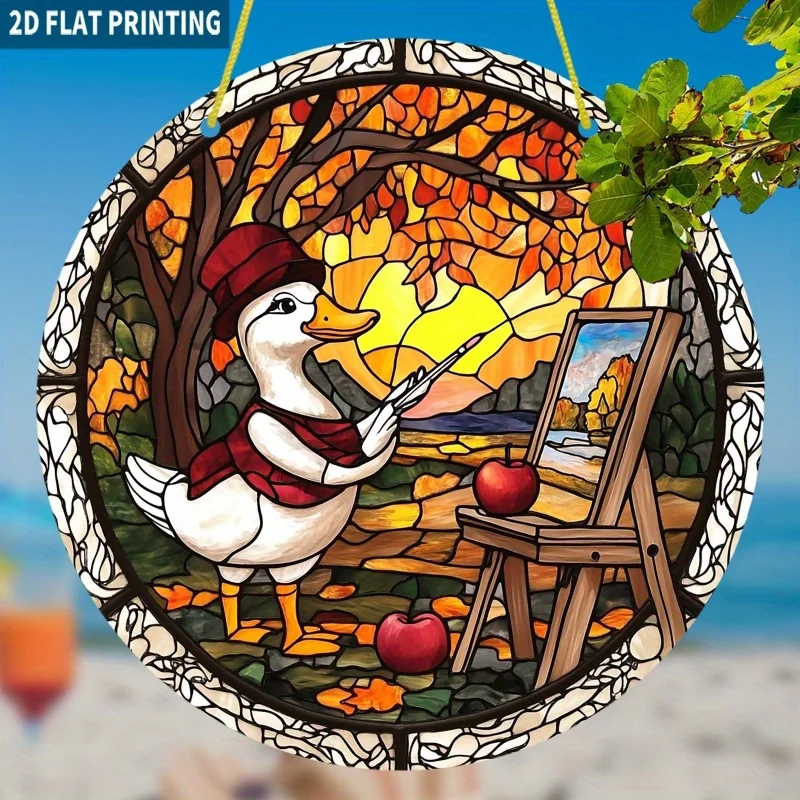 2D Flacher Sonnenfänger, Acryl-Sonnenfänger in bunten Farben, transparenter, doppelseitig hochauflösend bedruckter 2D-Flach-Sonnenfänger – Charming Artist D