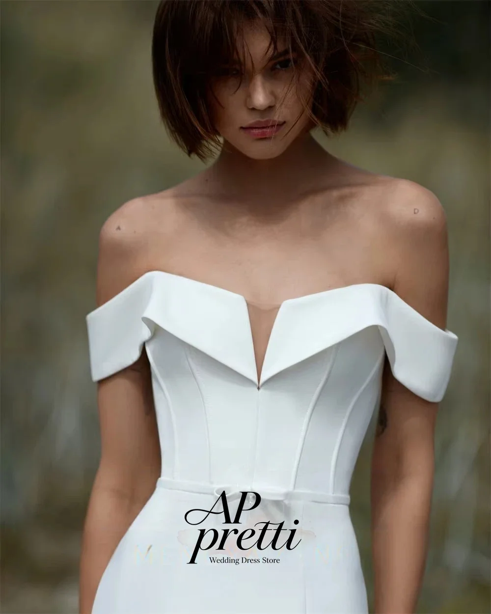 AP pretti Customized Elegant Off The Shoulder Satin Wedding Dresses For Woman Mermaid Trumpet Bridal Gown Vestidos De Novia
