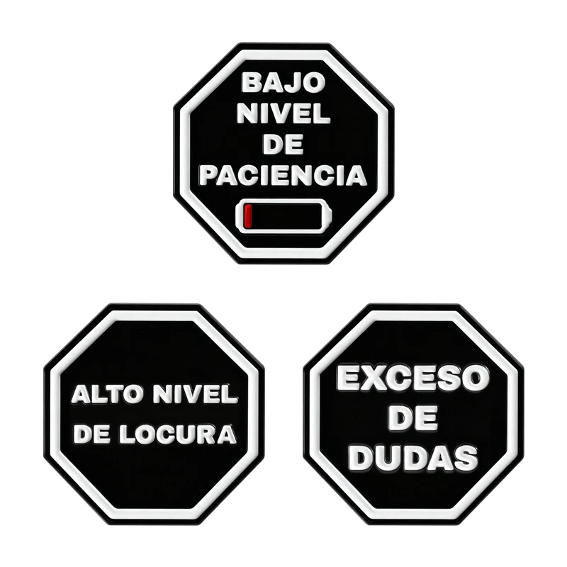 Insignia DE etiqueta con cita española, alfileres esmaltados BAJO NIVEL DE PACIENCIA ALTO NIVEL DE LOCURA, insignia DE solapa, regalo DE joyería para amigos