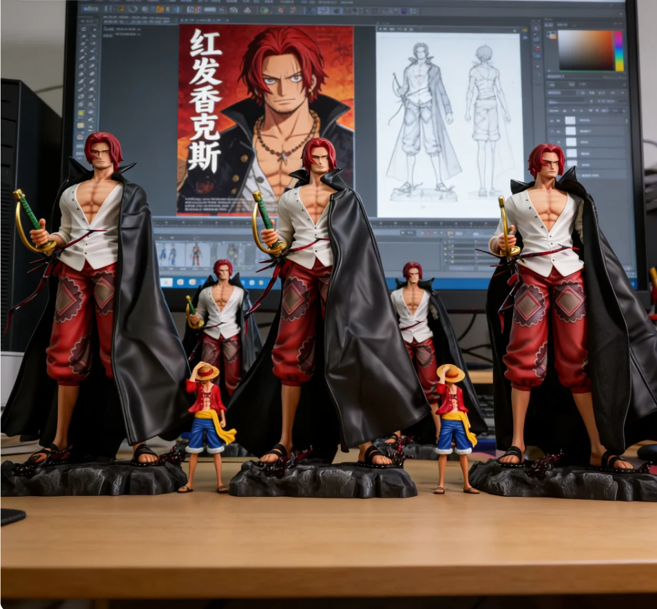 JT Studio One Piece Anime Super Large 70CM Red Haired Shanks Statue Handmade GK Model Ornament Gift Periphery