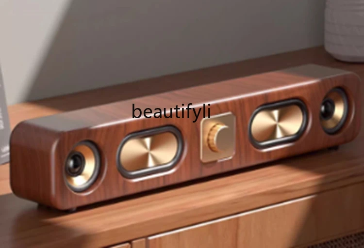 New retro wireless bluetooth speaker wooden strip card desktop audio radio