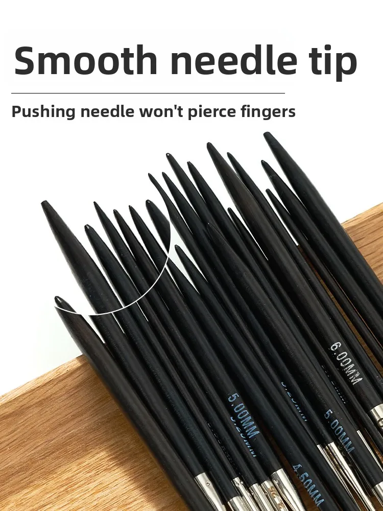 Black Ebony Circular Needle Single Needle Head Hand Knitting Sweater Needle Detachable Loop Needle DIY Tool Home Textile Sewing