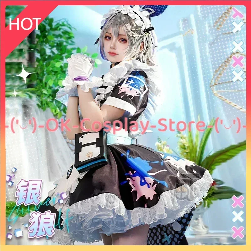 

[Custom Made] Game Honkai Star Rail Silver Wolf Cosplay Costum Women Cute Maid Dress Party Suit Halloween Carnival Uniform