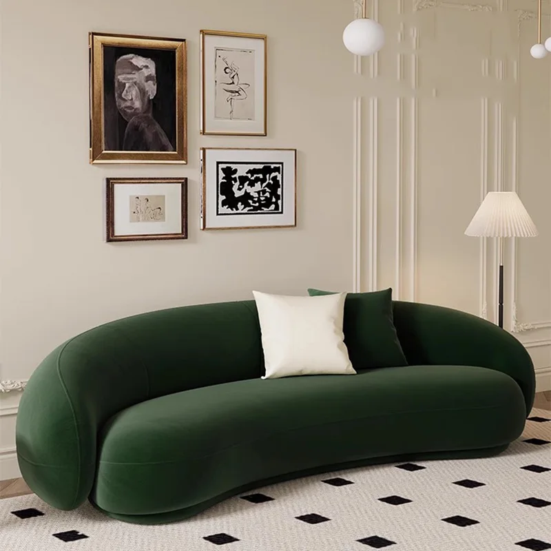Curved Individual Living Room Sofas Lazy Velvet Lounge Multifunctional Outdoor Sofa Hallway Garden Divano Library Furniture