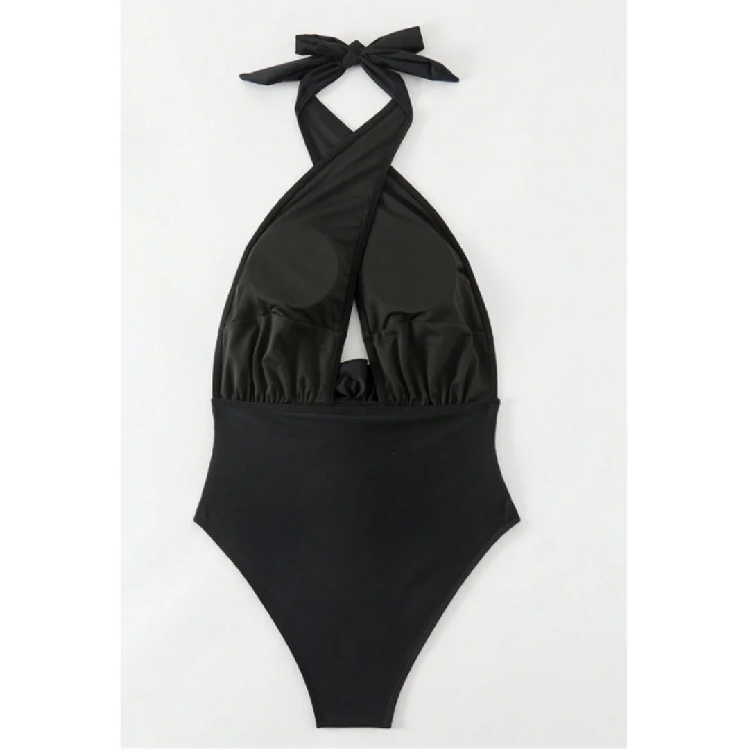 S - XL 3D-Blumen-Ausschnitt Neckholder-Badeanzug, Damen-Badebekleidung, rückenfreier Badeanzug mit hohem Beinausschnitt, Badeanzug, Badebekleidung, Modell V6847 – Detail 6