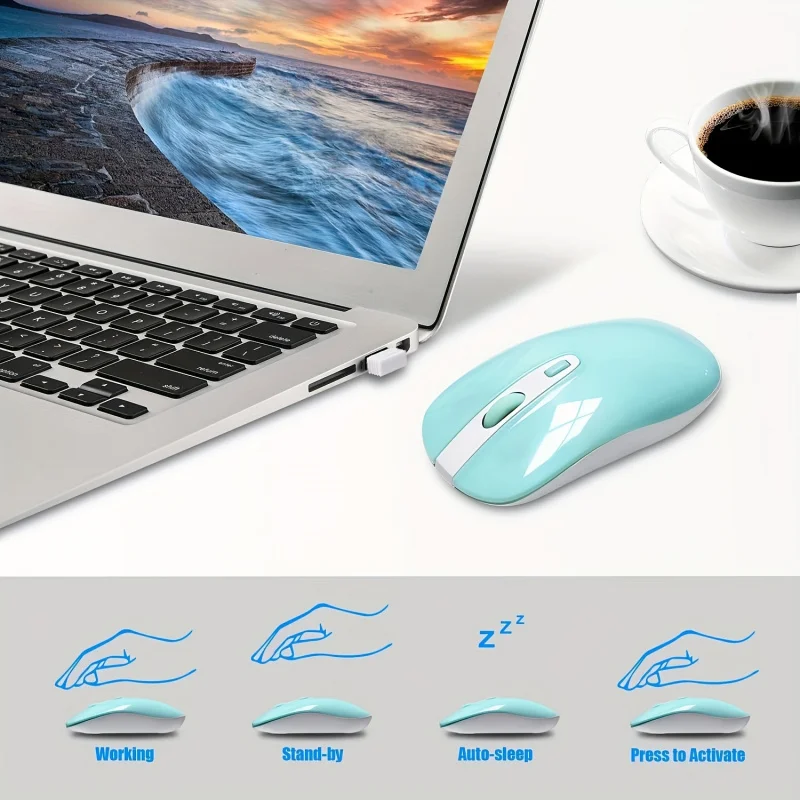 Set Mouse, Setelan Keyboard Komputer Nirkabel Ukuran Penuh Ringkas 2.4G Desain Fashion Ultra-Tipis