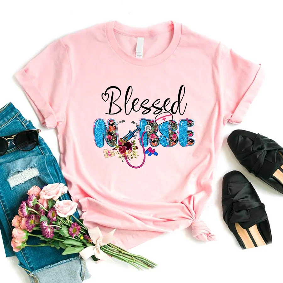 

Blessed Nurse Graphic Printed T Shirt Girls Funny White Tshirt Women Harajuku Shirt Summer Fashion Short Sleeve T-Shirt