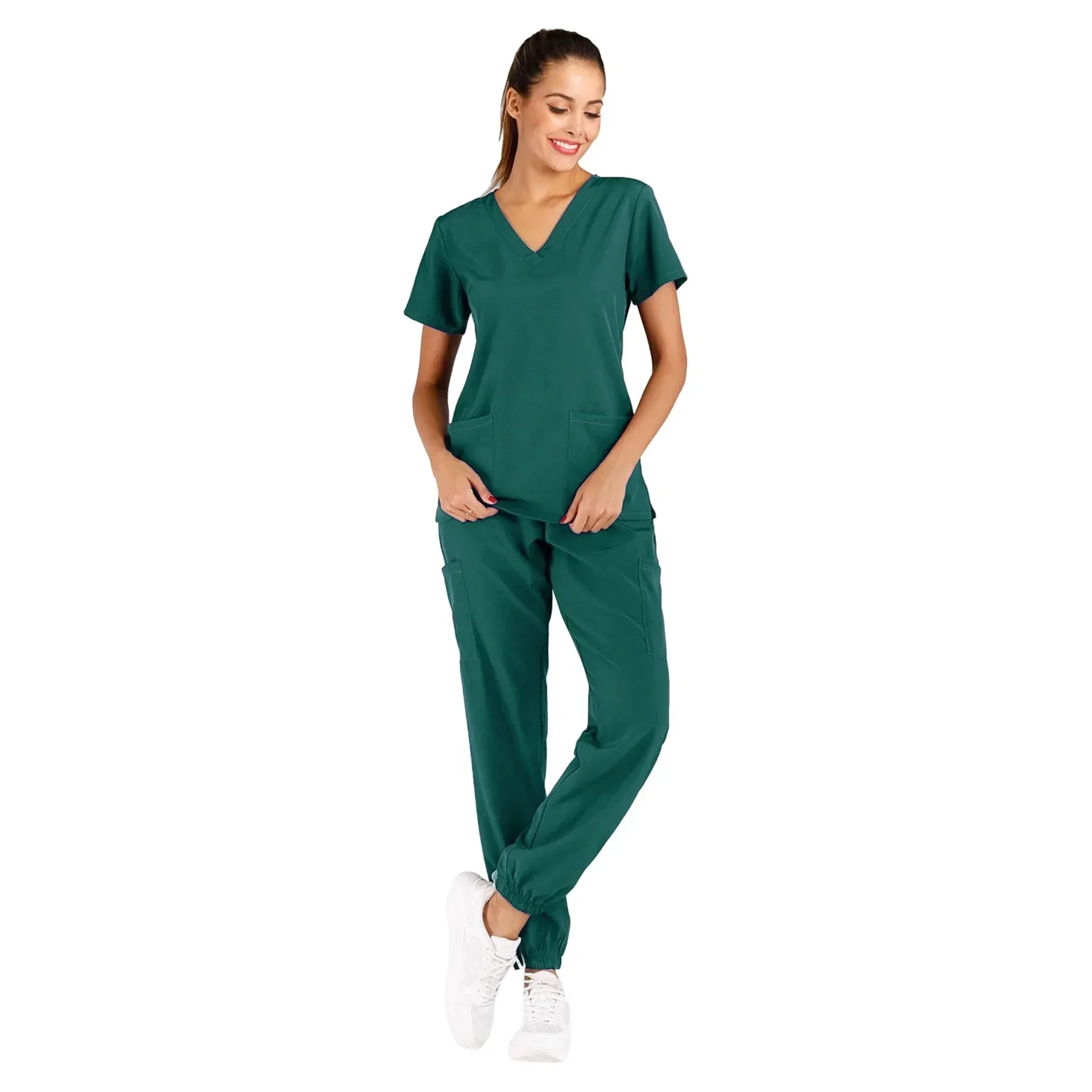 Anti-Wrinkle Soft Premium Fabric Polyester Rayon Spandex Washable Nursing Scrub Set for Womens Nursing Scrub Uniforms