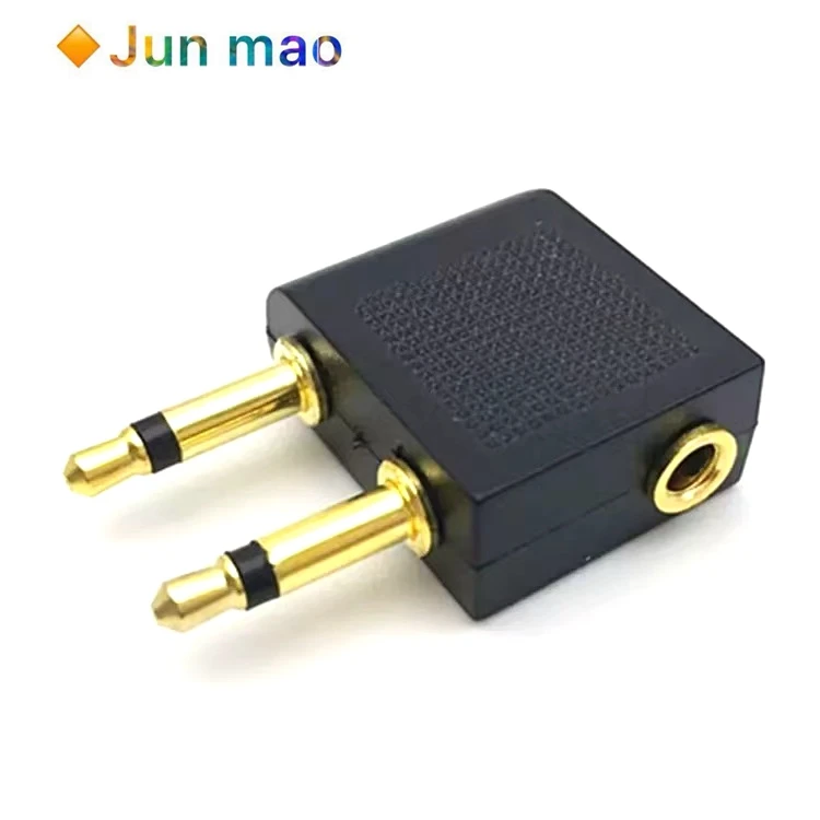 1pcsGold plated nickel plated 3.5mm aircraft plug for couples, 3.5 one female two male adapter, audio adapter plug assembly type